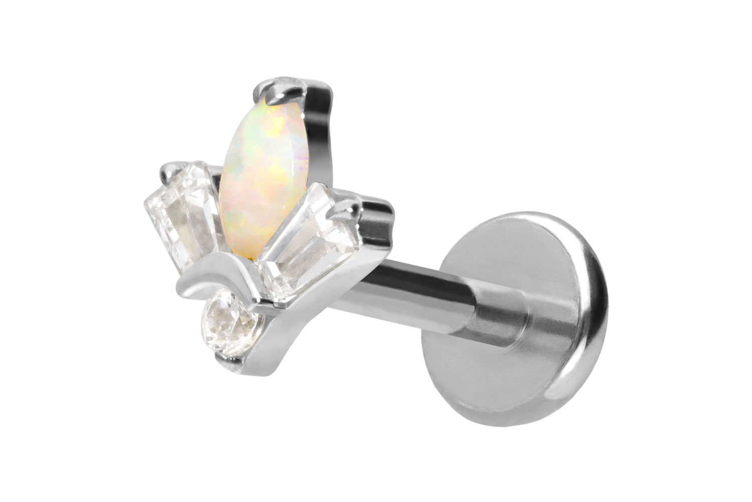 Titan Labret Piercing mit Push Fit LOTUSBLÜTE